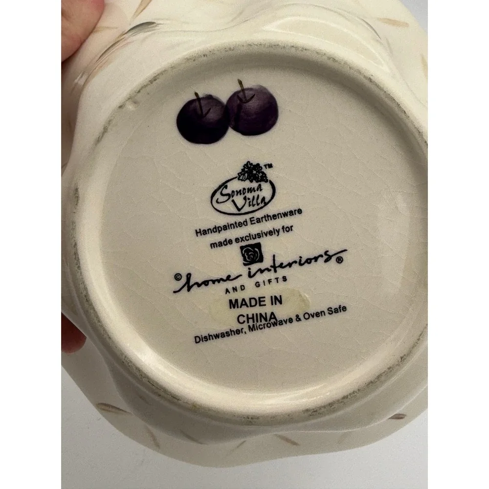 Home Interiors Sonoma Villa Handpainted Fruit Bowls Set of 2 Grapes Pears 6.5